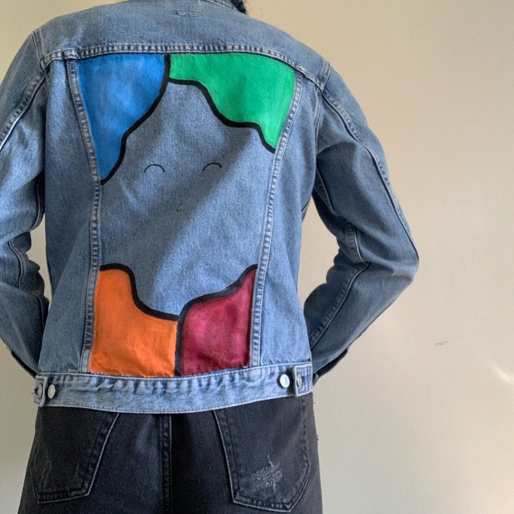 💚Hand painted jean jacket💚